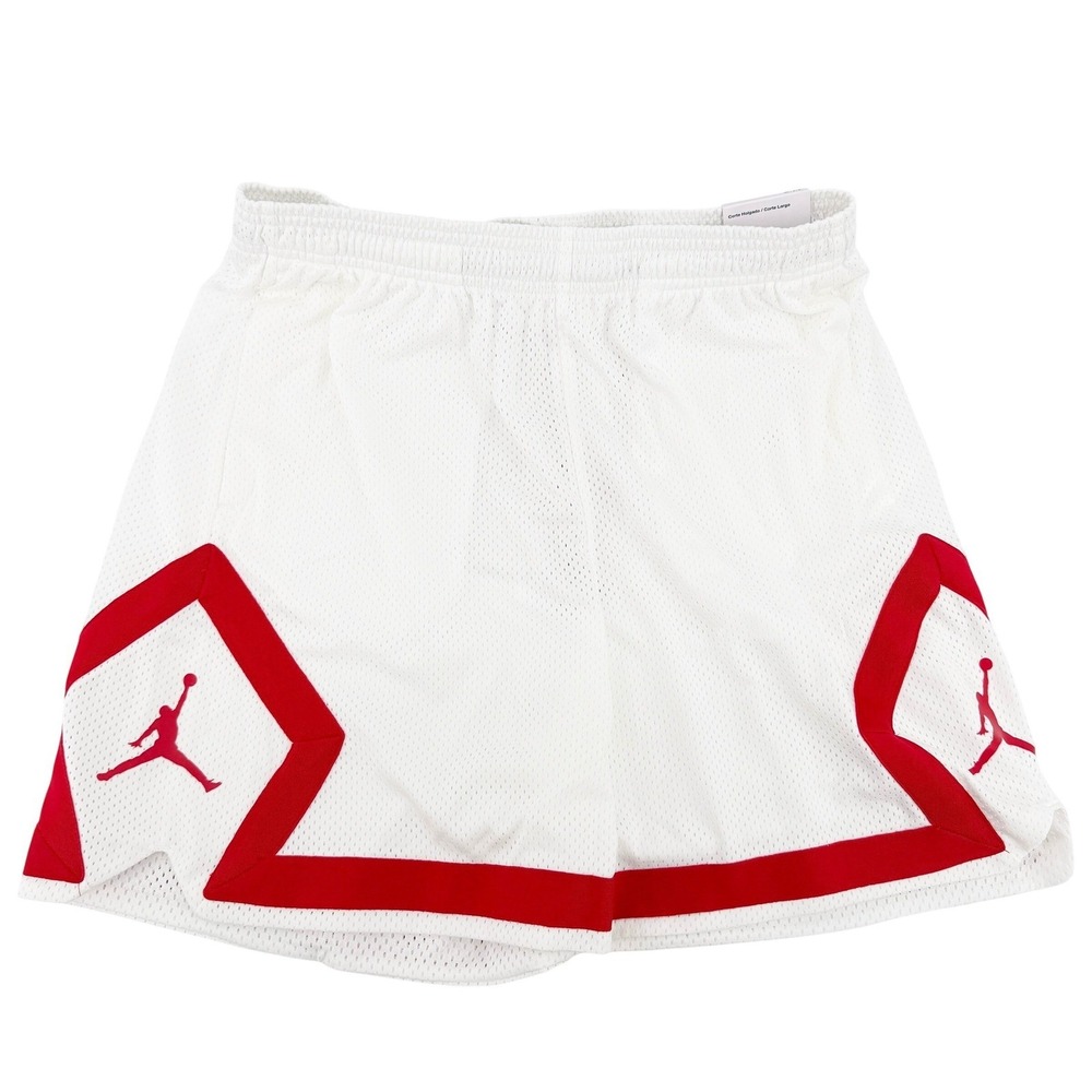 Nike Air Jordan‎ Heritage Diamond Shorts White Red Basketball Mesh Gym Small NEW